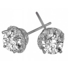 Round Diamond Cluster Earrings