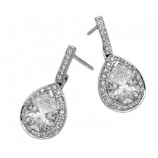 Pear Diamond Single Halo Earrings