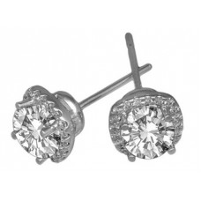 Round Diamond Cluster Earrings