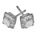 Round & Princess Cut Diamond Cluster Earrings