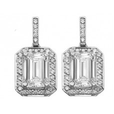 Emerald Diamond Single Halo Earrings