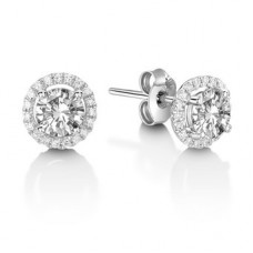 Round Diamond Single Halo Earrings