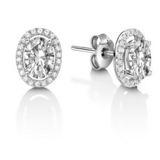 Oval Diamond Single Halo Earrings Oval Diamond Single Halo Earrings