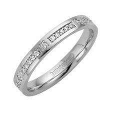 3mm Flat Court Round Diamond Wedding Band