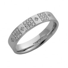 4mm Flat Court Round Diamond Wedding Band