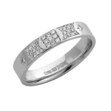4mm Flat Court Round Diamond Wedding Band