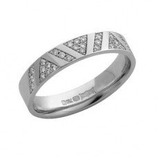 4mm Flat Court Round Diamond Wedding Band