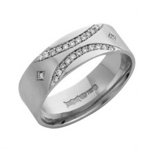 6mm Flat Court Round Diamond Wedding Band