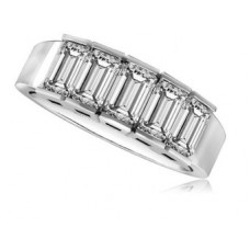 5 Stone Emerald Diamond Half Eternity Ring