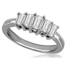 5 Stone Emerald Diamond Half Eternity Ring