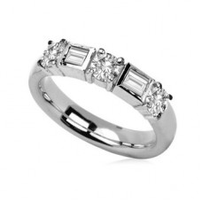Round And Baguette Cut Diamond Set Half Eternity Ring