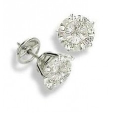 6 Claw Round Diamond Stud Earrings