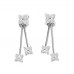 Round Diamond Flower Cluster Drop Earrings