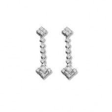Round And Princess Cut Diamond Drop Earrings