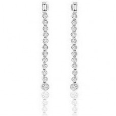 Round And Baguette Diamond Drop Earrings