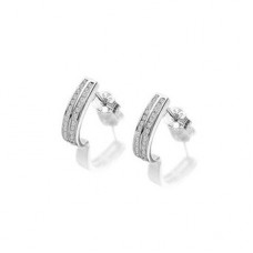 Two Row Round Diamond Hoop Earrings