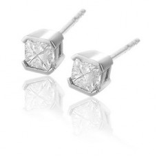 Semi Bezel Set Princess Cut Diamond Stud Earrings