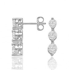 Round Diamond Drop Earrings