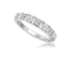 Igl Certified  0.75ct Vs2/g Round And Baguette Cut Diamond Eternity Ring