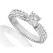 Princess & Round Diamond Vintage Shoulder Set Ring
