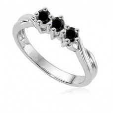 Round Black Diamond Trilogy Ring