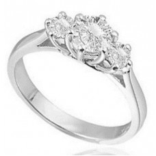 Shared Claw Round Diamond Trilogy Ring