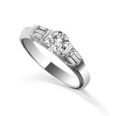 Round & Baguette Diamond Trilogy Ring