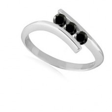 Round Black Diamond Trilogy Ring