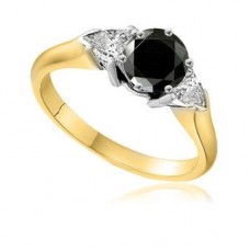 Round/pear Black And White Diamond Trilogy Ring