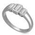 0.70ct Si2/g Emerald Diamond Trilogy Ring