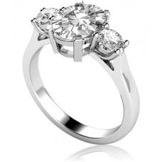 Simple Oval & Round Diamond Trilogy Ring