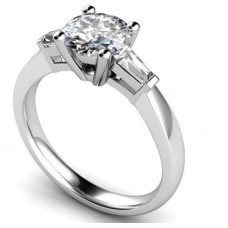 Modern Round & Baguette Diamond Trilogy Ring