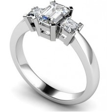 Simple Emerald & Princess Diamond Trilogy Ring