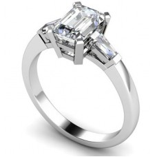 Elegant Emerald & Baguette Diamond Trilogy Ring
