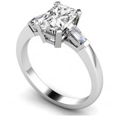 Elegant Radiant & Baguette Diamond Trilogy Ring