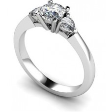 Modern Round & Pear Diamond Trilogy Ring