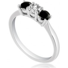 Round Black And White Diamond Trilogy Ring