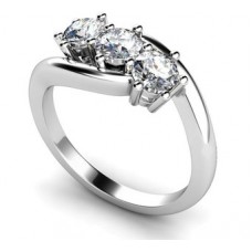 Certified 0.46ct Si1/g Round Diamond Trilogy Ring
