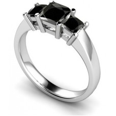 Princess Cut Black Diamond Trilogy Ring