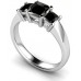 Princess Cut Black Diamond Trilogy Ring