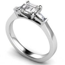 Elegant Asscher & Baguette Diamond Trilogy Ring
