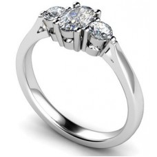 Elegant Cushion & Round Diamond Trilogy Ring