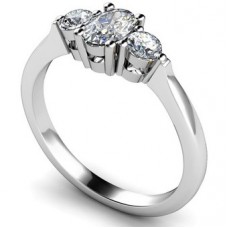 Simple Oval & Round Diamond Trilogy Ring