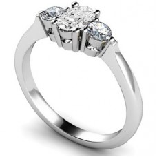 Simple Cushion & Round Diamond Trilogy Ring