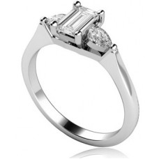 Unique Emerald & Pear Diamond Trilogy Ring