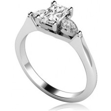 Unique Radiant & Pear Diamond Trilogy Ring