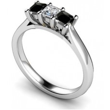 Princess Black And White Diamond Trilogy Ring