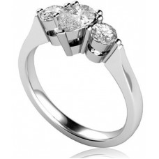 Modern Pear & Round Diamond Trilogy Ring
