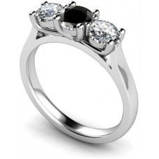 Round Black And White Diamond Trilogy Ring