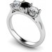 Round Black And White Diamond Trilogy Ring